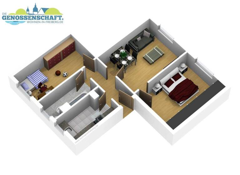 Wohnung zur Miete 459 € 3 Zimmer 56,5 m² 2. Geschoss frei ab 01.03.2026 Franz-Kögler-Ring 13 Freiberg 09599