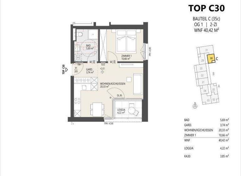 Wohnung zum Kauf - Erstbezug 298.000 € 2 Zimmer 40,4 m² Schützenstraße 35 Arzl Innsbruck 6020