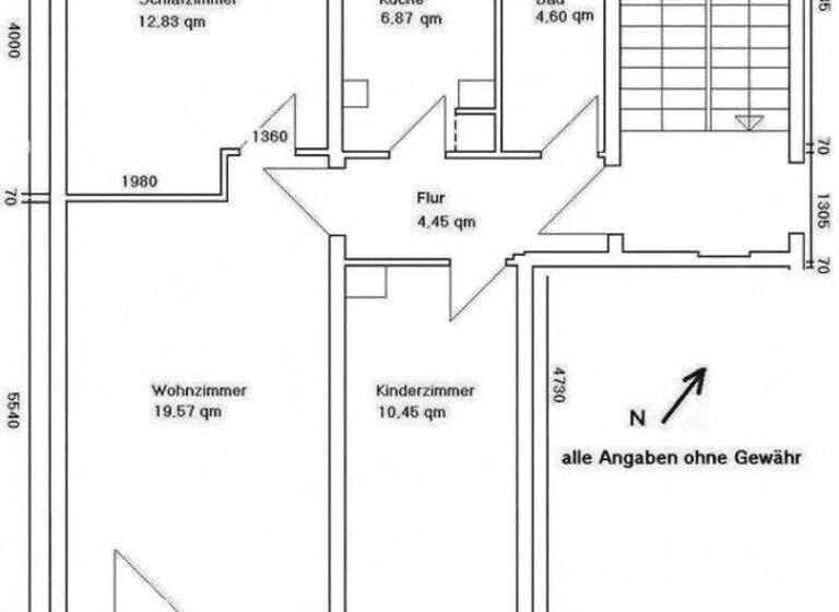 Wohnung zur Miete 368 € 3 Zimmer 61,1 m² 3. Geschoss H.-Heine-Straße 19 Braunsbedra 06242