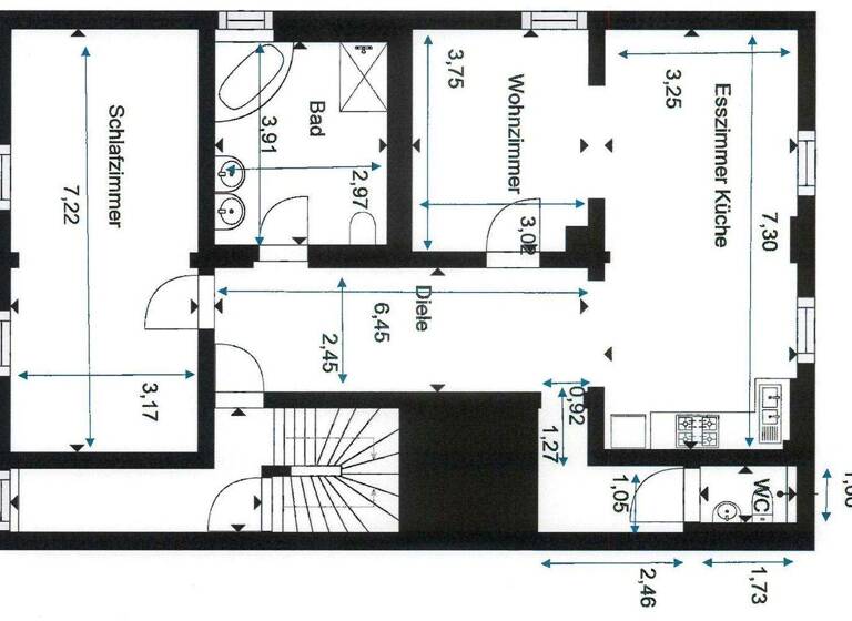 Wohnung zur Miete 1.040 € 3,5 Zimmer 93 m² 1. Geschoss Blumenthalstraße 5 Nordstadt Pforzheim 75179