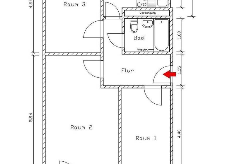 Wohnung zur Miete 493 € 3 Zimmer 61,7 m² 4. Geschoss frei ab sofort Robert-Koch-Str. 19 Schkeuditz 04435