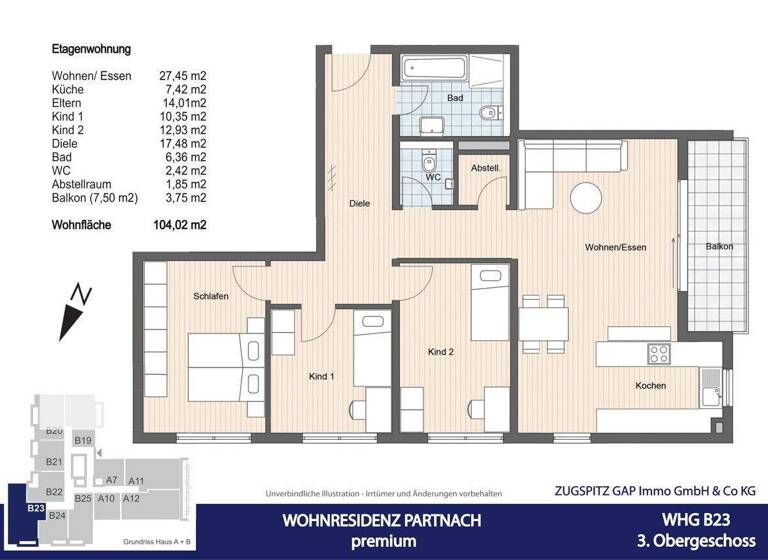 Wohnung zum Kauf - Erstbezug 998.000 € 4 Zimmer 104 m² 3. Geschoss Partenkirchen Garmisch-Partenkirchen 82467