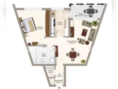 Wohnung zur Miete Tauschwohnung 600 € 2 Zimmer 65 m² 2. Geschoss Denzlingen 79211