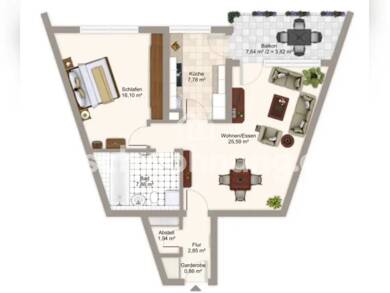 Wohnung zur Miete Tauschwohnung 600 € 2 Zimmer 65 m² 2. Geschoss Denzlingen 79211