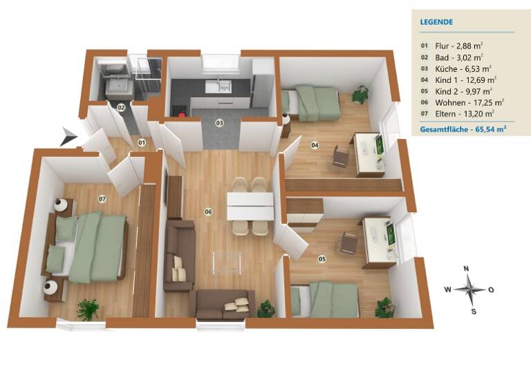 Wohnung zur Miete 625 € 4 Zimmer 65,5 m² frei ab sofort Lessingstr. 1 Innenstadt Minden 32427