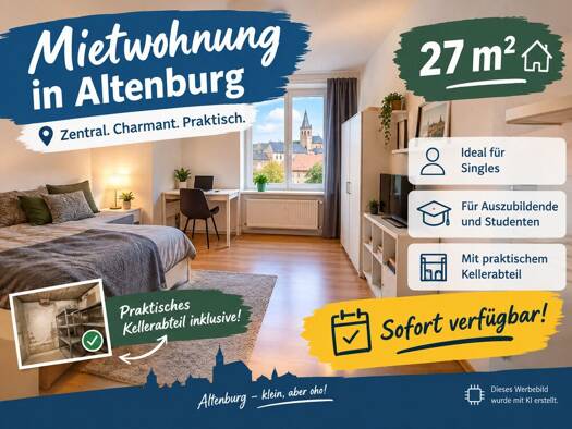 Wohnung zur Miete 126 € 1 Zimmer 27 m² 4. Geschoss Altenburg Altenburg 04600