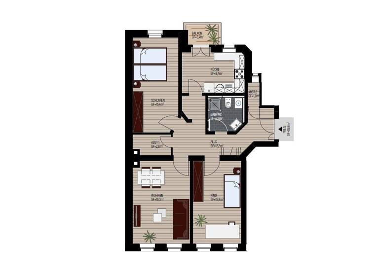 Wohnung zum Kauf provisionsfrei 208.290 € 3 Zimmer 78,6 m² 3. Geschoss Schönefeld-Abtnaundorf Leipzig 04347