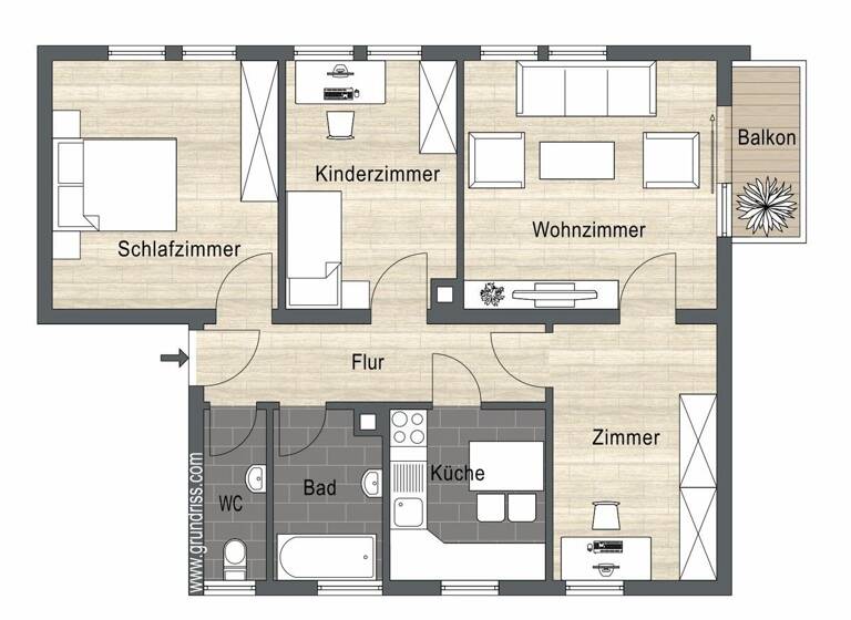 Wohnung zum Kauf 298.000 € 4 Zimmer 73 m²<br/>Wohnfläche EG<br/>Geschoss Heilbronn Heilbronn 74074