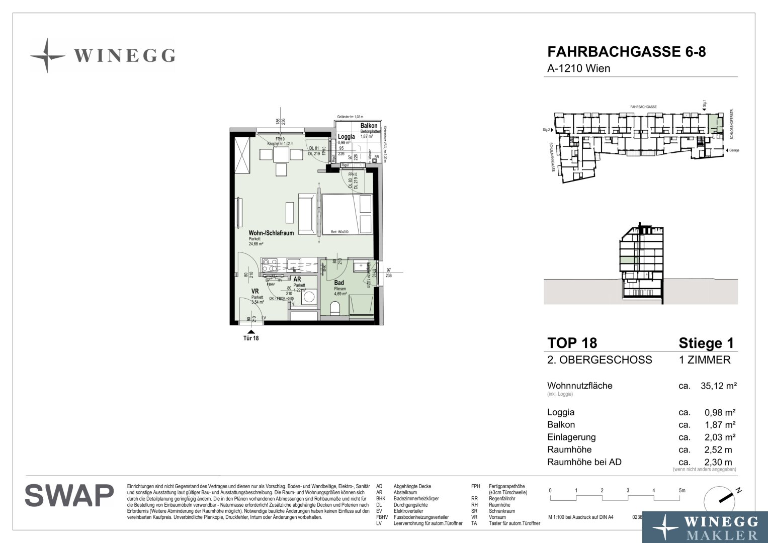 Wohnung zum Kauf 228.200 € 1 Zimmer 35,1 m²<br/>Wohnfläche 2.<br/>Geschoss Fahrbachgasse 6-8 Wien 1210