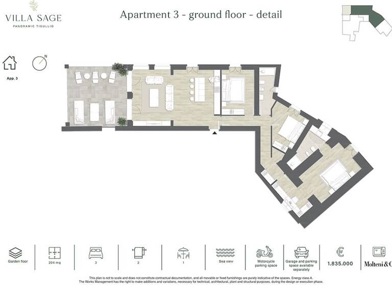 Wohnung zum Kauf 1.930.000 € 3 Zimmer 204 m² Via Privata Sage  16035 Zoagli GE  Italië Rapello 16035