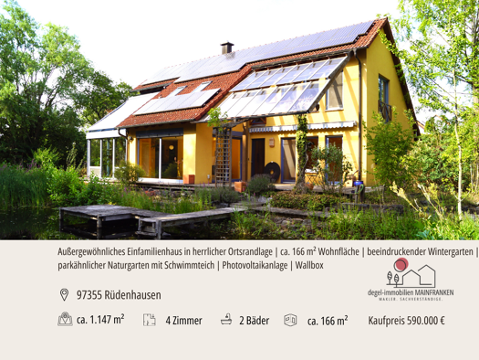 Einfamilienhaus zum Kauf 590.000 € 4 Zimmer 166 m² 1.147 m² Grundstück frei ab sofort Rüdenhausen 97355