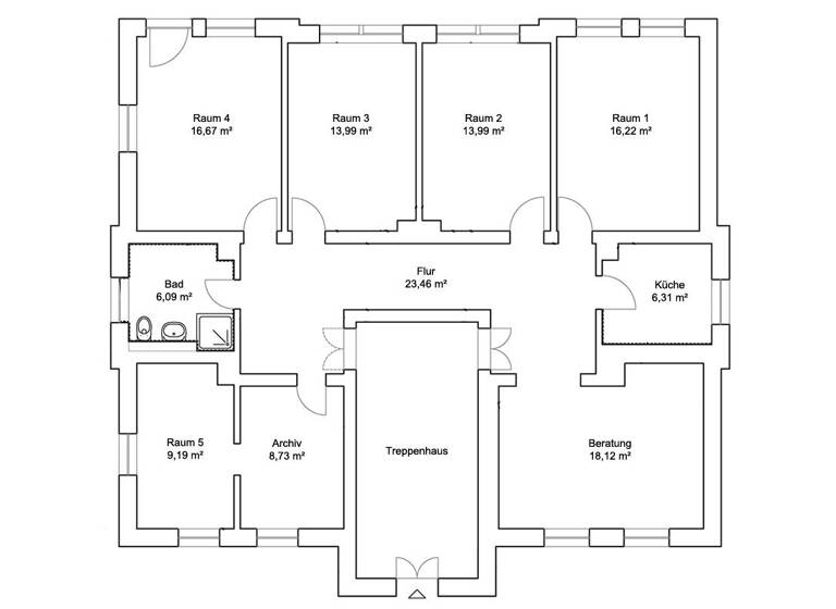 Bürofläche zur Miete 7,16 € 7 Zimmer 120,4 m² Bürofläche Ankerstraße 1 Tolkewitz/Seidnitz-Nord Dresden 01279