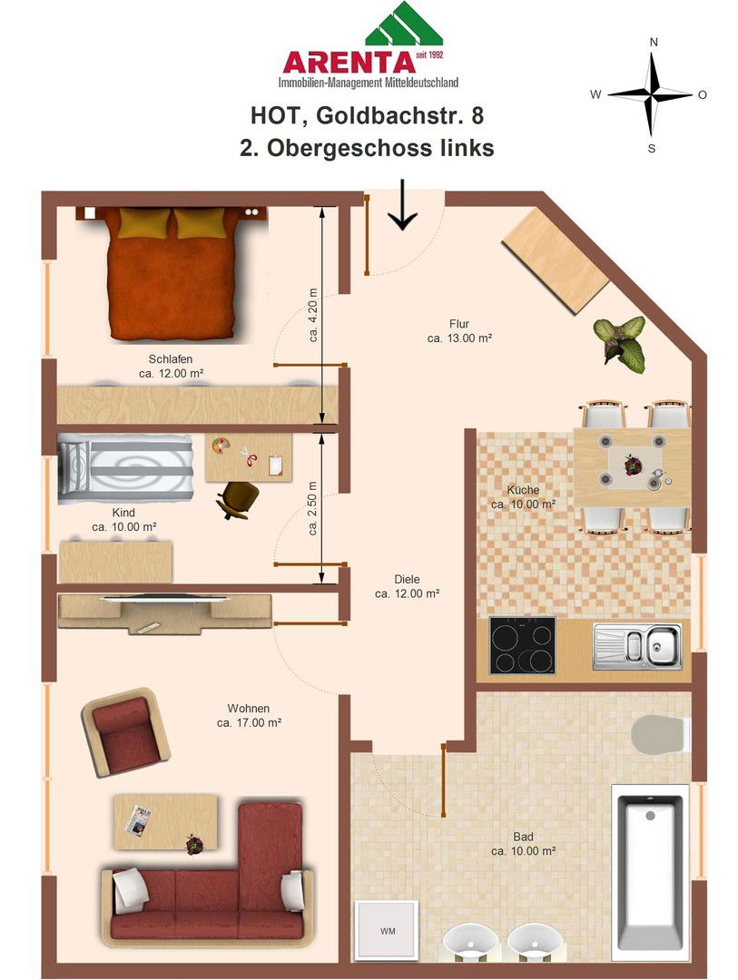 Wohnung zur Miete 399 € 3 Zimmer 87 m²<br/>Wohnfläche EG<br/>Geschoss 01.12.2024<br/>Verfügbarkeit Goldbachstraße 8 Hohenstein-Ernstthal Hohenstein-Ernstthal 09337