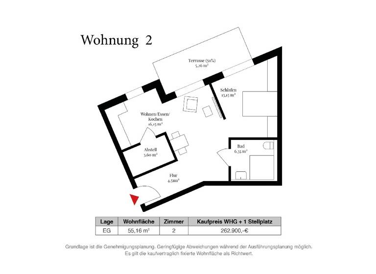 Wohnung zum Kauf provisionsfrei 275.800 € 2 Zimmer 54,7 m² EG Horneburg 21640