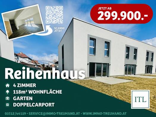 Reihenmittelhaus zum Kauf - Erstbezug 299.900 € 4 Zimmer 233 m² Grundstück Südtiroler Straße 71 Knittelfeld 8720