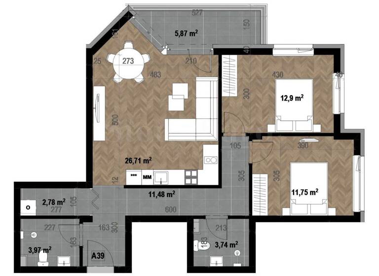 Studio zum Kauf 287.500 € 3 Zimmer 106,5 m² Sofia