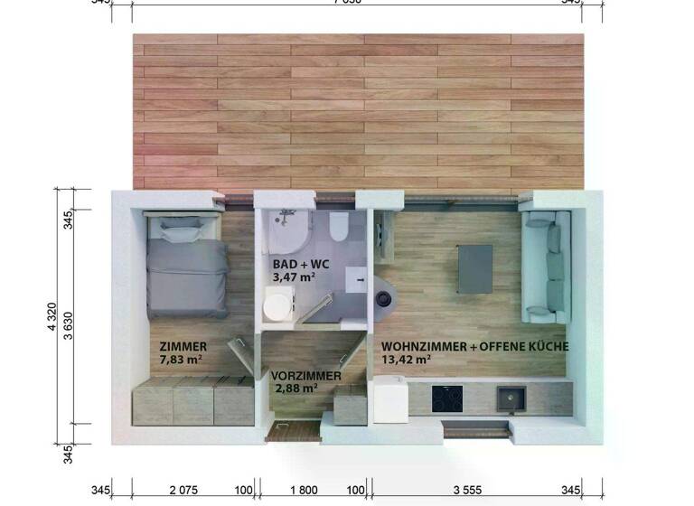 Haus zum Kauf 68.150 € 2 Zimmer 27,6 m²