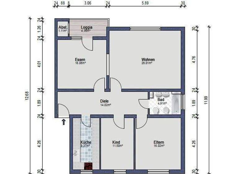 Wohnung zum Kauf 268.000 € 4 Zimmer 101 m² 1. Geschoss Rheindorf Leverkusen 51371