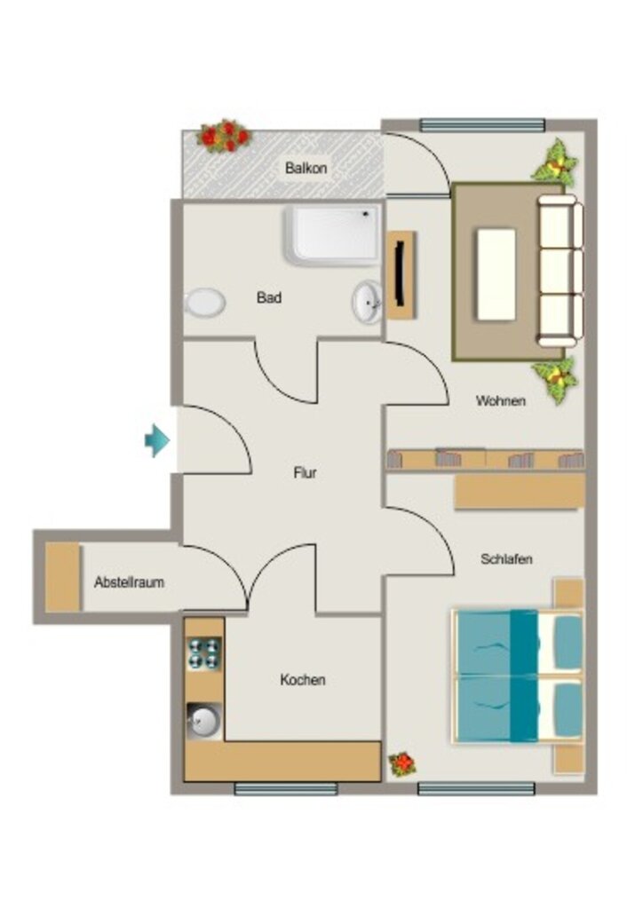 Wohnung zur Miete 439 € 2,5 Zimmer 52 m²<br/>Wohnfläche EG<br/>Geschoss Geitling 4 Habinghorst Castrop-Rauxel 44579