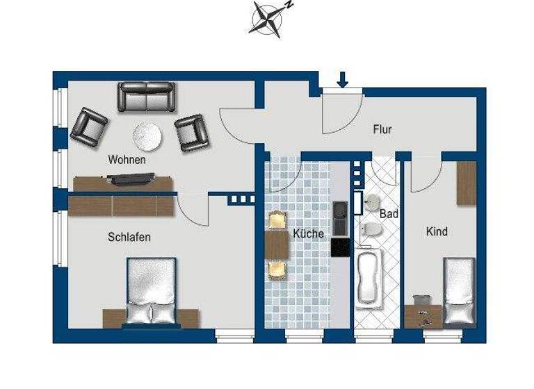 Wohnung zur Miete 482 € 3 Zimmer 75,4 m² frei ab 02.05.2026 Brändströmweg 33 Cracau Magdeburg 39114