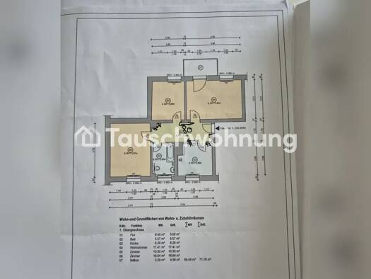 Wohnung zur Miete Tauschwohnung 560 € 3 Zimmer 73 m² 1. Geschoss Stadtmitte Rostock 18055
