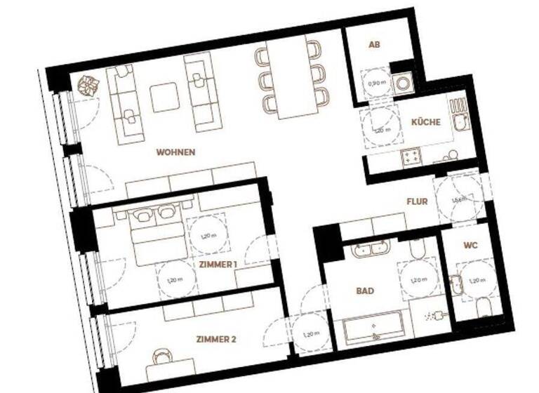 Wohnung zur Miete 1.405 € 3 Zimmer 112,4 m² Barmen Wuppertal 42281