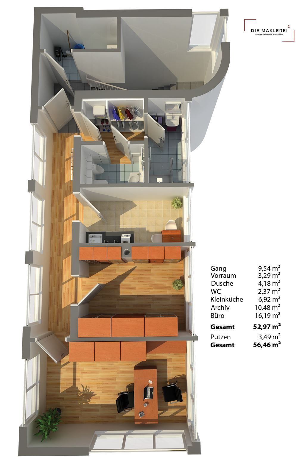 Büro-/Praxisfläche zur Miete 350 € 2 Zimmer 26,7 m²<br/>Bürofläche Wörgl 6300