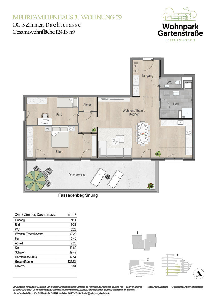 Wohnung zum Kauf 838.500 € 3 Zimmer 124,1 m²<br/>Wohnfläche 1.<br/>Geschoss Leitershofen Stadtbergen / Leitershofen 86391