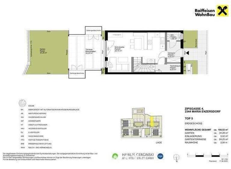 Reihenmittelhaus zum Kauf - Erstbezug provisionsfrei 682.700 € 4 Zimmer 108,5 m² Zipsgasse Maria Enzersdorf 2344
