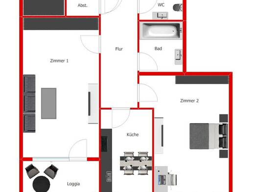 Wohnung zur Miete 720 € 2 Zimmer 57 m² 3. Geschoss frei ab 01.10.2026 Oberlinden Langen 63225