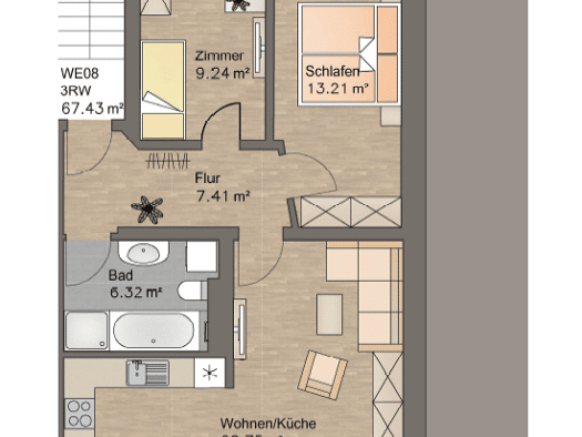 Wohnung zur Miete 430 € 3,5 Zimmer 68 m² 3. Geschoss frei ab sofort Pestalozzistraße 25 Sonnenberg Sonnenberg 09130