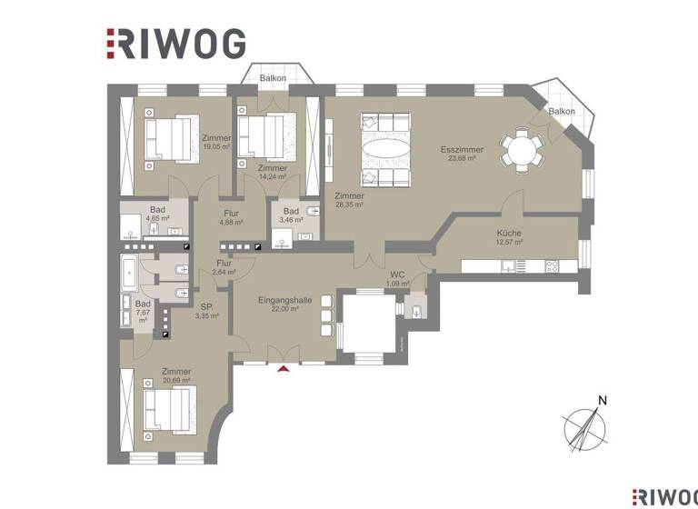 Wohnung zum Kauf - Erstbezug 1.990.000 € 4 Zimmer 167,3 m² 3. Geschoss Wien 1060