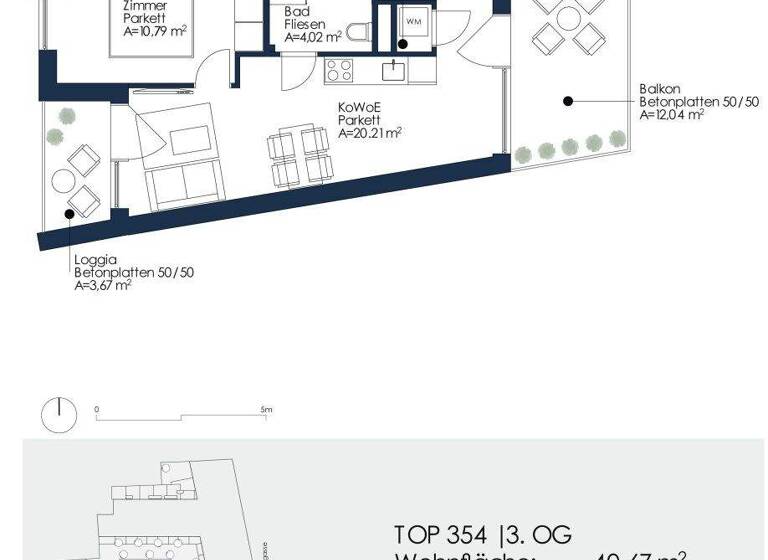 Wohnung zur Miete 499 € 2 Zimmer 40,7 m² 3. Geschoss frei ab 01.08.2026 Wiener Straße 10a Lend Graz 8020