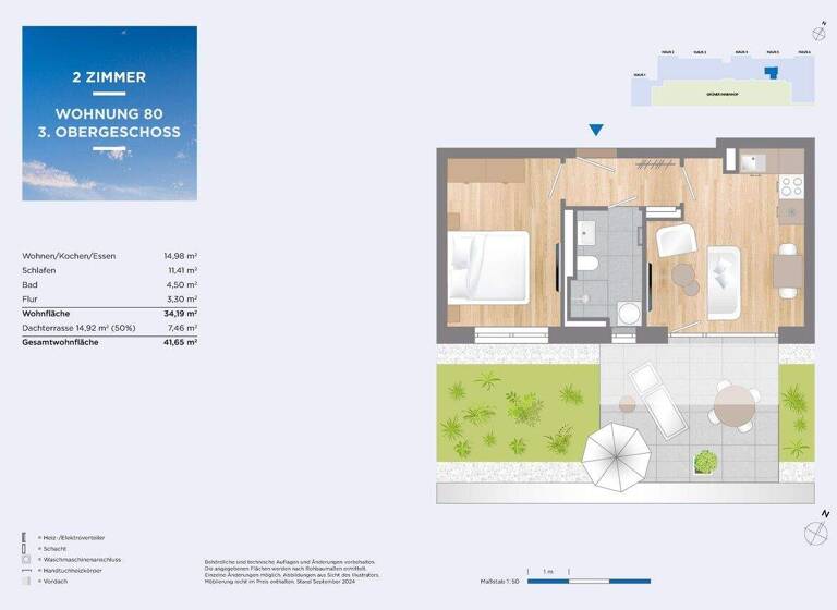 Wohnung zum Kauf - Erstbezug provisionsfrei 429.000 € 2 Zimmer 41,7 m² 3. Geschoss Pommernstr. 8 Eching 85386