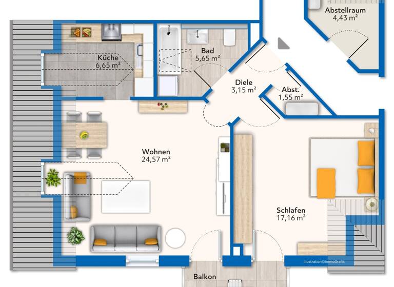 Wohnung zum Kauf 175.000 € 2 Zimmer 65 m² Feldkirchen 94351