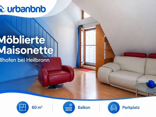 Wohnung zur Miete auf Zeit 1.100 € 2 Zimmer 60 m² frei ab 31.12.2026 Heilbronner Straße Ellhofen 74248