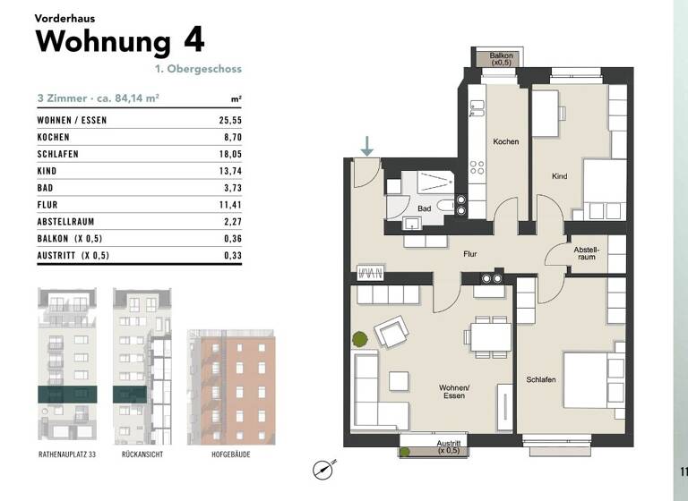 Wohnung zum Kauf provisionsfrei 584.000 € 3 Zimmer 84,1 m² 1. Geschoss frei ab sofort Rathenauplatz 33 Neustadt-Süd Köln 50674