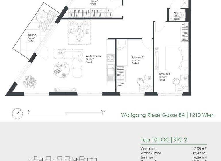Wohnung zum Kauf - Erstbezug provisionsfrei 556.000 € 4 Zimmer 105,4 m² 1. Geschoss Wolfgang-Riese-Gasse 8A Wien 1210