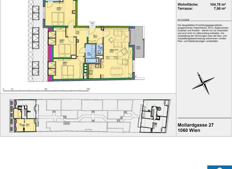 Wohnung zur Miete 2.214 € 4 Zimmer 104,8 m² Mollardgasse 27 Wien 1060