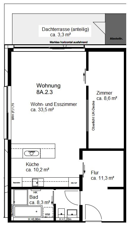 Wohnung zur Miete 1.150 € 1,5 Zimmer 75,2 m²<br/>Wohnfläche ab sofort<br/>Verfügbarkeit Wellingsbüttel Hamburg Wellingsbüttel / Wellingsbüttel 22391