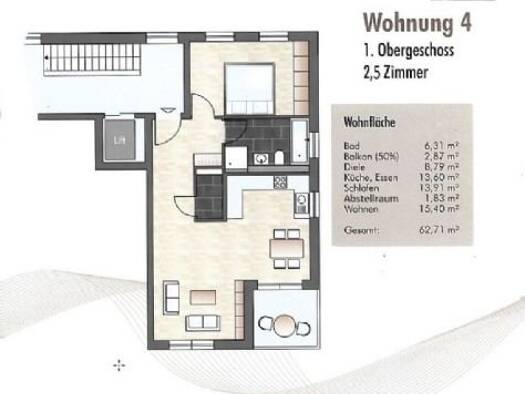 Wohnung zur Miete 950 € 2,5 Zimmer 62,7 m² Geschoss 1/3 frei ab 01.12.2025 Renningen 71272