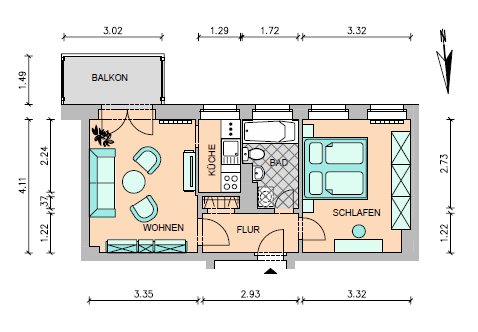 Wohnung zur Miete 265 € 2 Zimmer 39,9 m²<br/>Wohnfläche EG<br/>Geschoss Ossietzkystraße 1 c Meißen Meißen 01662