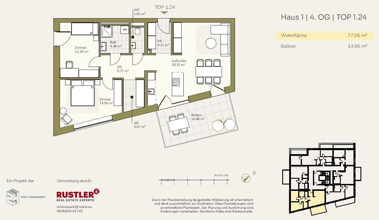 Wohnung zur Miete 805 € 3 Zimmer 77,1 m²<br/>Wohnfläche 01.09.2025<br/>Verfügbarkeit Graz 8054