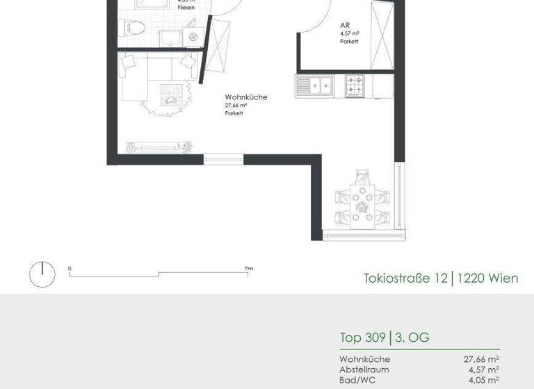 Studio zur Miete 643 € 1 Zimmer 36,3 m² 3. Geschoss Tokiostraße 12 Wien 1220