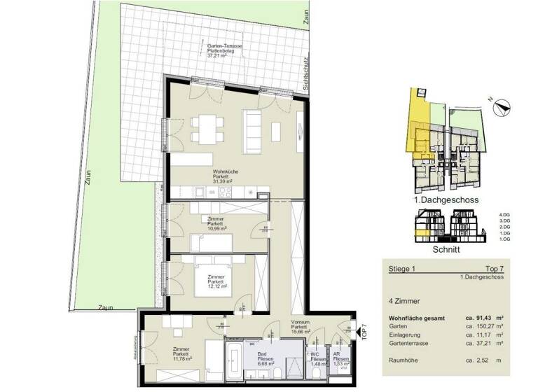 Wohnung zum Kauf provisionsfrei 910.500 € 4 Zimmer 91,6 m² Krottenbachstraße 182 Wien 1190