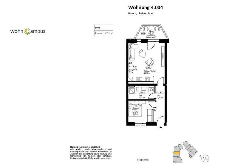 Wohnung zur Miete 664 € 2 Zimmer 52,4 m² EG frei ab 01.06.2026 Muldestraße 7 Nördliche Neustadt Halle (Saale) 06122