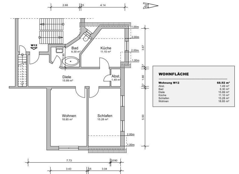 Wohnung zur Miete 930 € 2 Zimmer 67,8 m² Südvorstadt Leipzig 04275