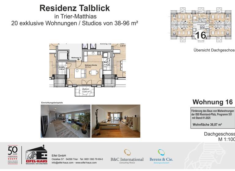 Wohnung zum Kauf provisionsfrei 176.423 € 1 Zimmer 36,9 m² Pellingerstraße 95 Weismark-Feyen Trier 54296