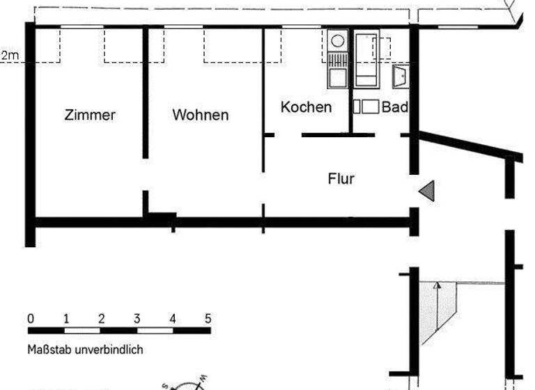 Wohnung zur Miete 559 € 2 Zimmer 62,7 m² 2. Geschoss Gerberstraße 32 Stadtmitte Krefeld 47798