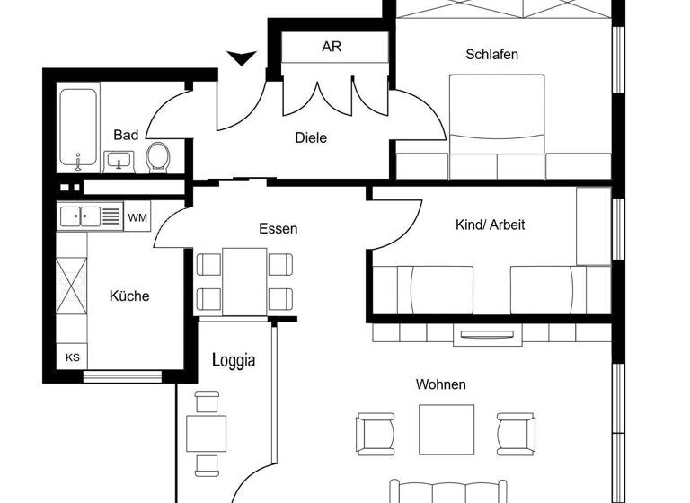 Wohnung zum Kauf 133.000 € 3,5 Zimmer 75 m² 1. Geschoss Freisenbruch Essen 45279